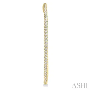 2 ctw Inside-Out Round Cut Diamond 2-Inch Hoop Earrings in 14K Yellow Gold