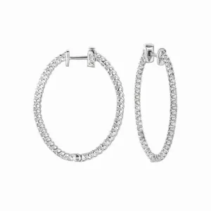 2 POINTER OVAL HOOP EARRINGS 14K GOLD (2 CTW)