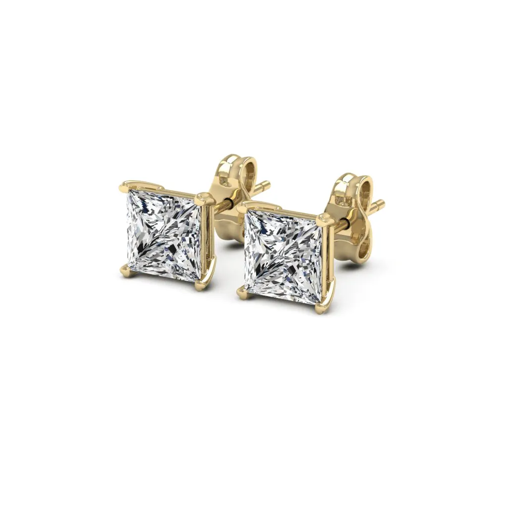 2.00 CTS DEW Moissanite Princess Cut Earrings