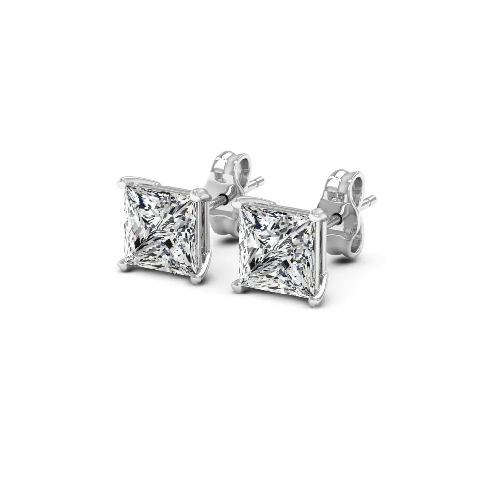 2.00 CTS DEW Moissanite Princess Cut Earrings