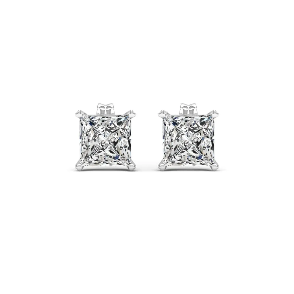 2.00 CTS DEW Moissanite Princess Cut Earrings