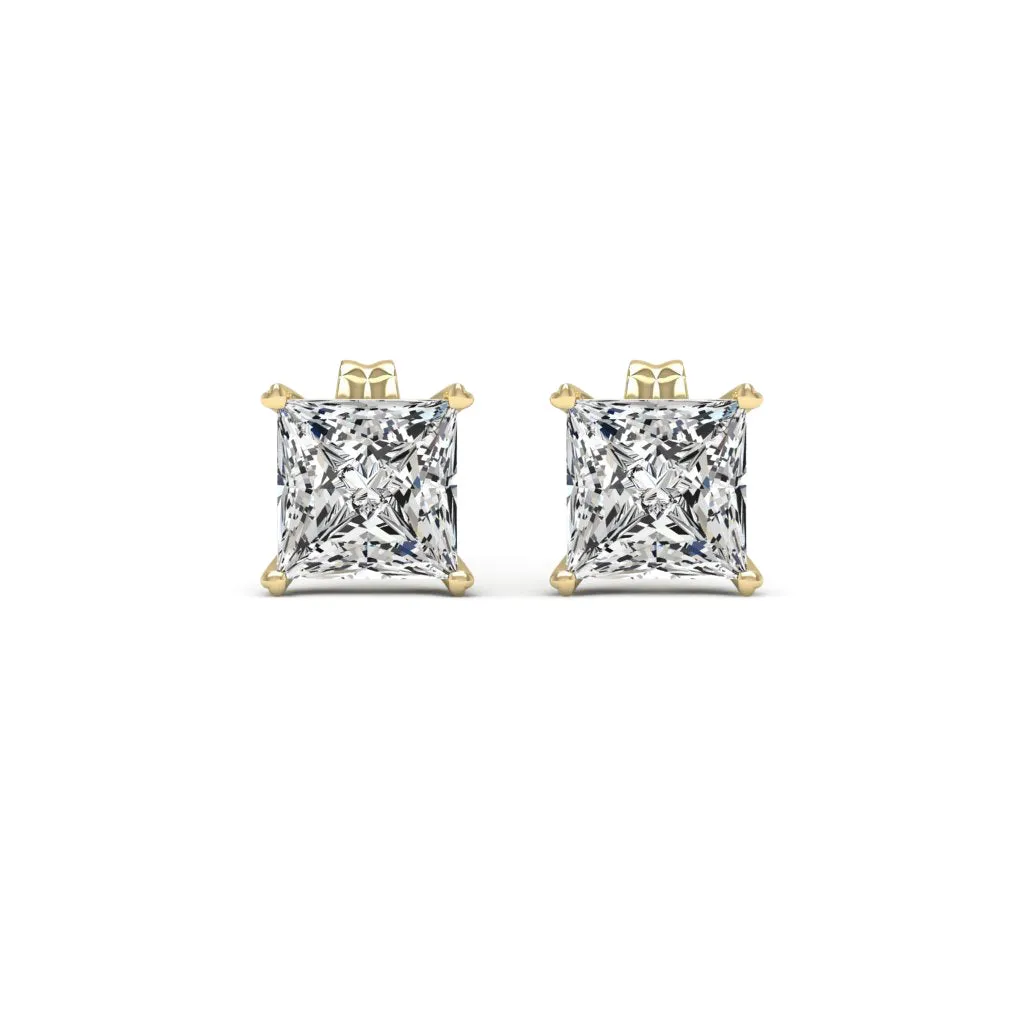 2.00 CTS DEW Moissanite Princess Cut Earrings