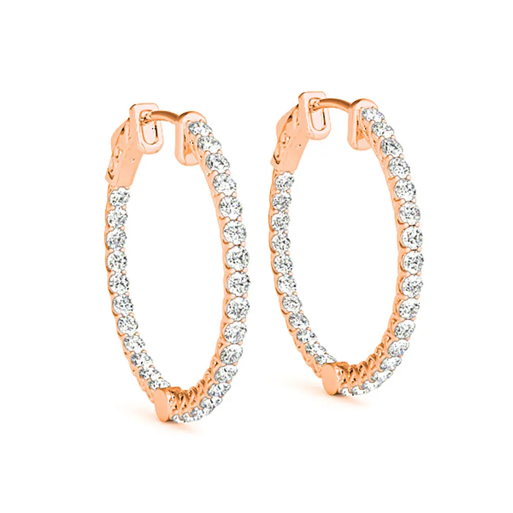 2.00 ctw Diamond Hoop Earrings Inside-Out Style