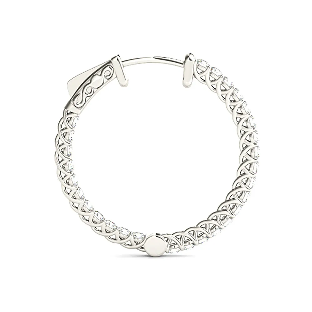 2.00 ctw Diamond Hoop Earrings Inside-Out Style