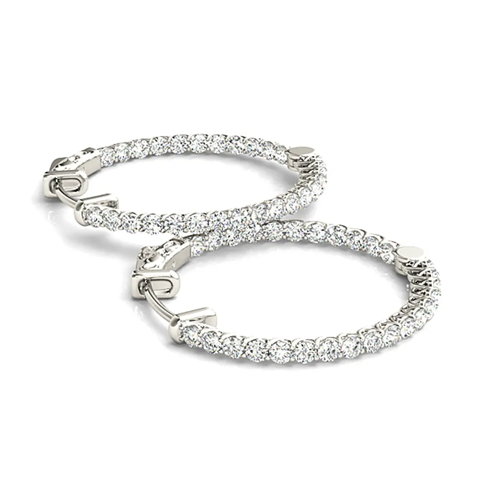 2.00 ctw Diamond Hoop Earrings Inside-Out Style