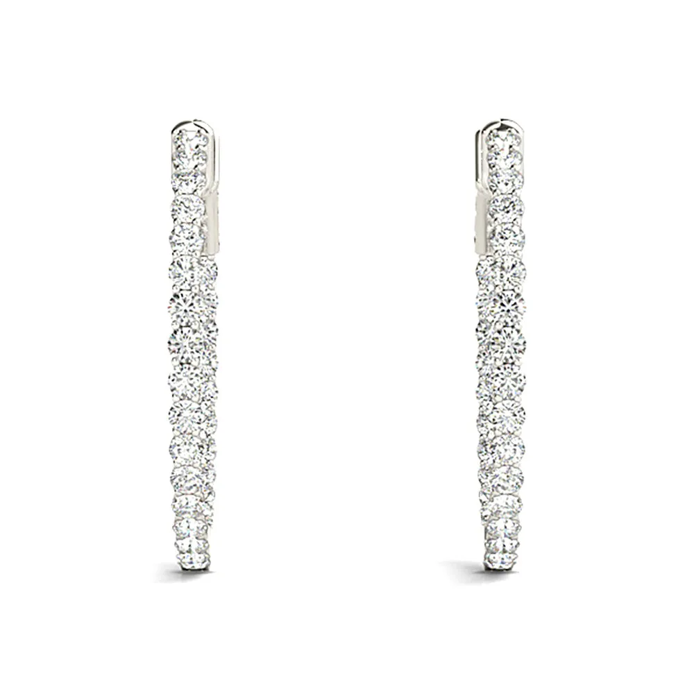 2.00 ctw Diamond Hoop Earrings Inside-Out Style