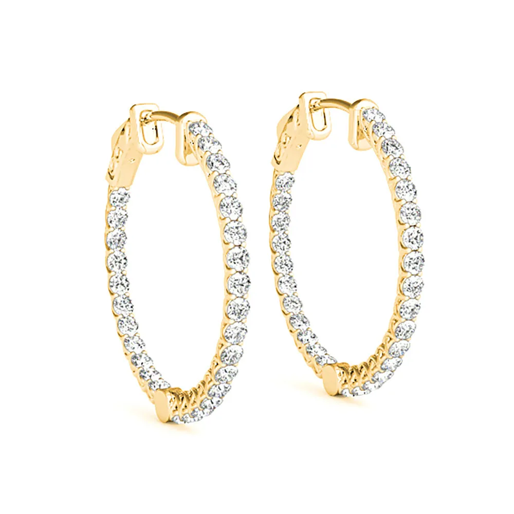 2.00 ctw Diamond Hoop Earrings Inside-Out Style