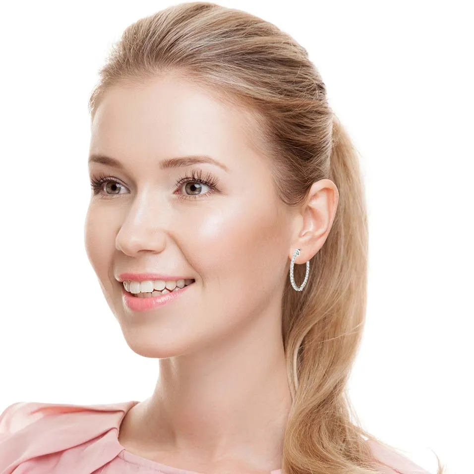 2.00 ctw Diamond Hoop Earrings Inside-Out Style