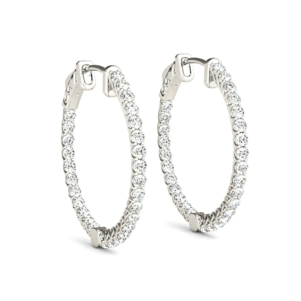 2.00 ctw Diamond Hoop Earrings Inside-Out Style