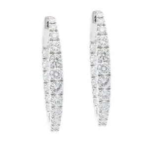 2.00ct 18k White Gold Diamond Hoop Earrings