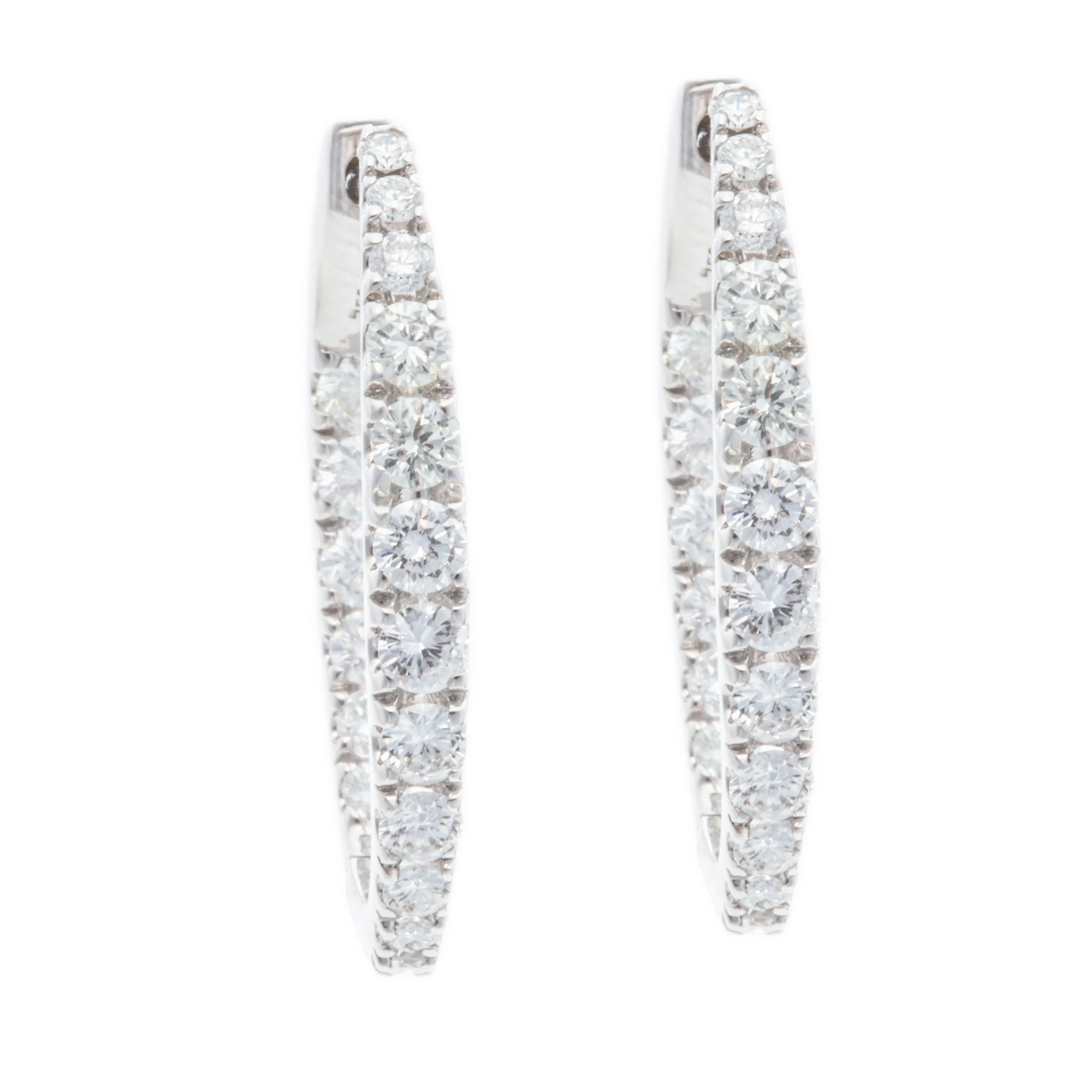 2.00ct 18k White Gold Diamond Hoop Earrings