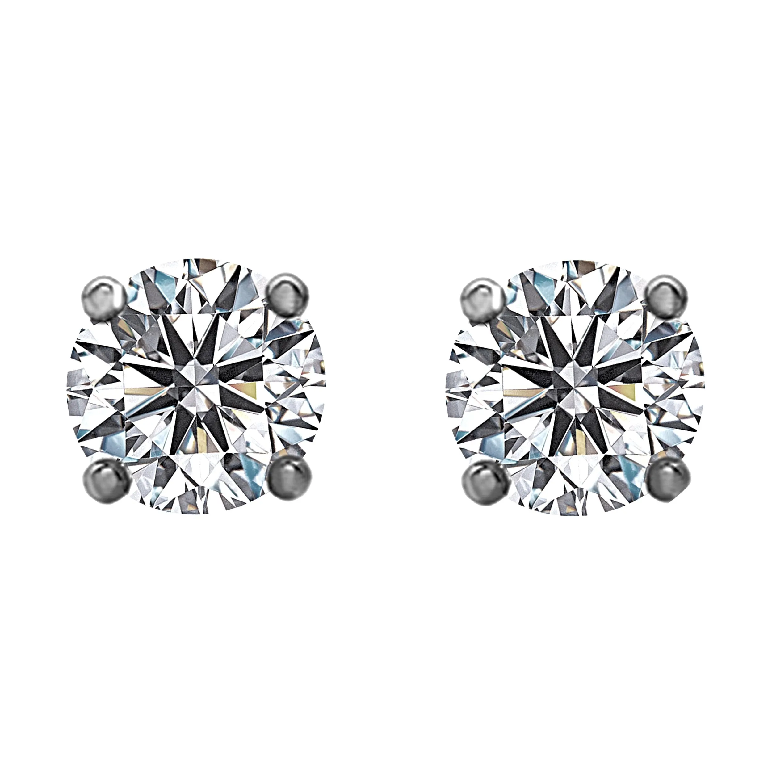 2.00tcw Round Diamonds in 14K White Gold Solitaire Stud Earrings