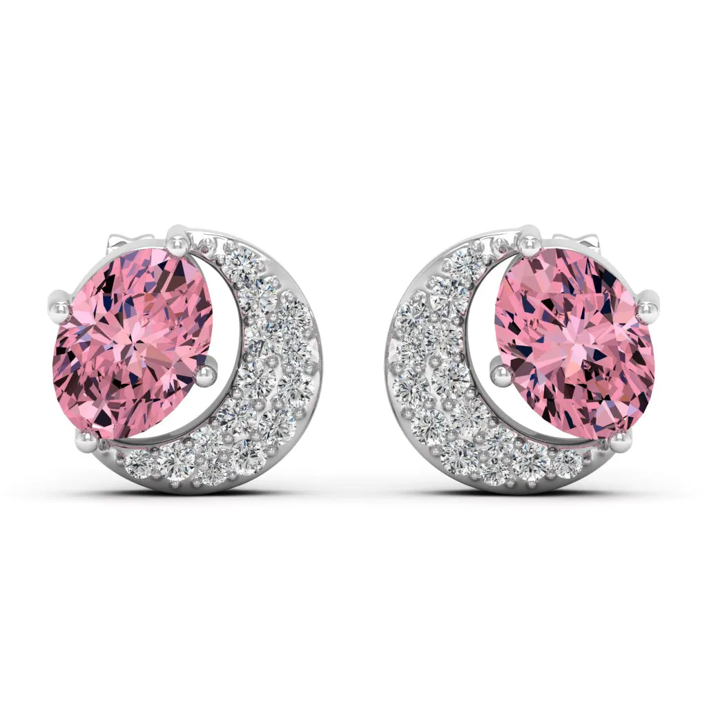 2.02 d.e.w cts Luna Moissanite Stud Earrings
