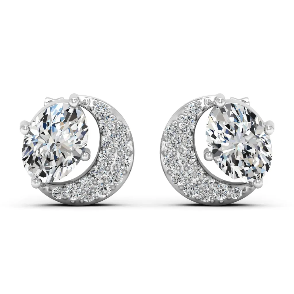 2.02 d.e.w cts Luna Moissanite Stud Earrings