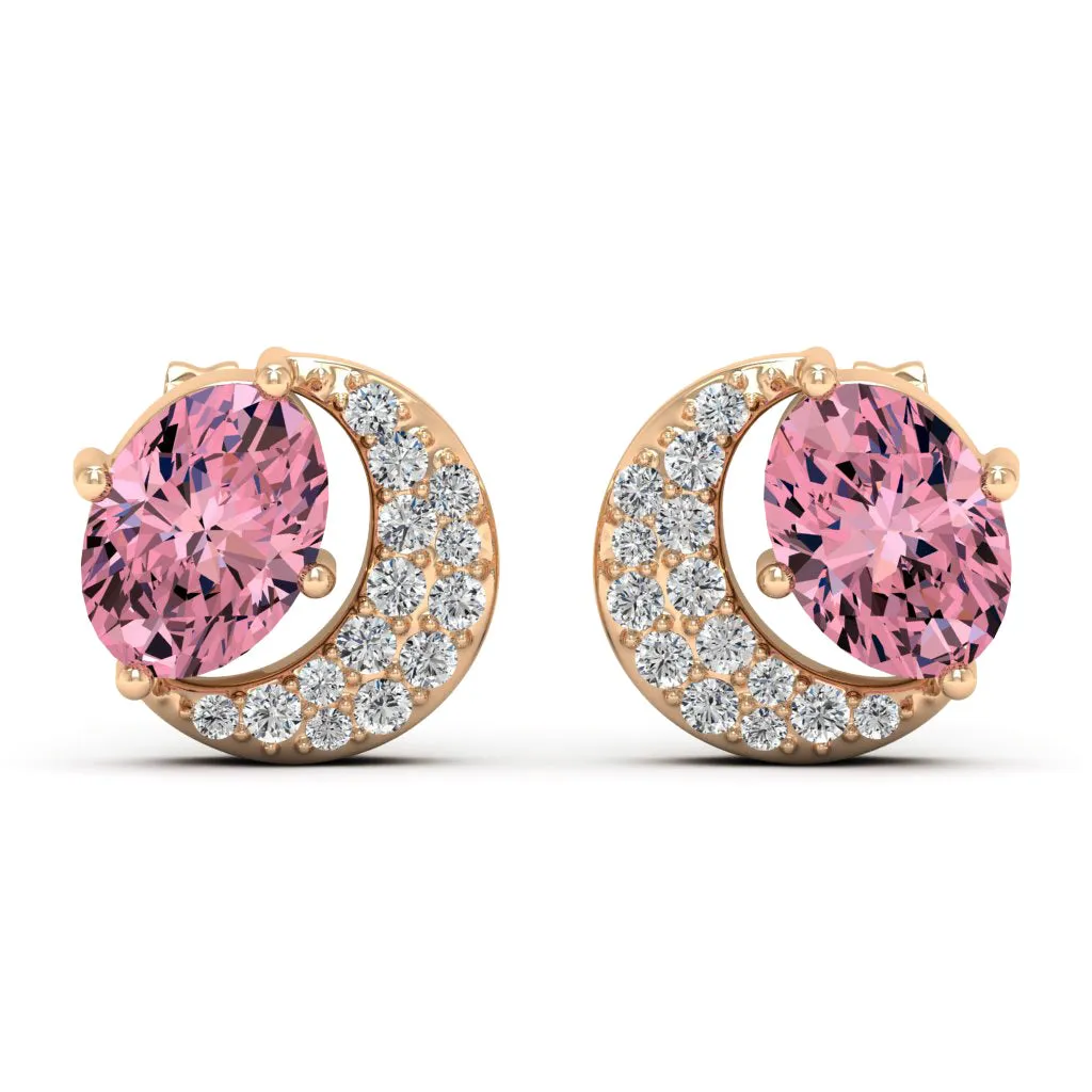 2.02 d.e.w cts Luna Moissanite Stud Earrings