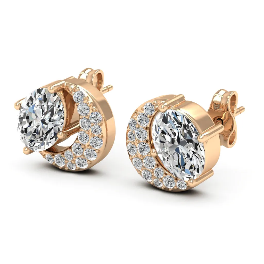 2.02 d.e.w cts Luna Moissanite Stud Earrings