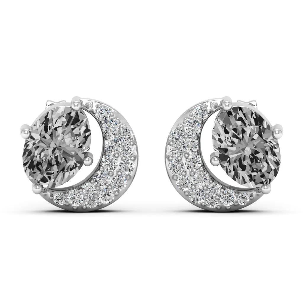2.02 d.e.w cts Luna Moissanite Stud Earrings