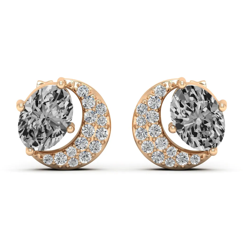 2.02 d.e.w cts Luna Moissanite Stud Earrings