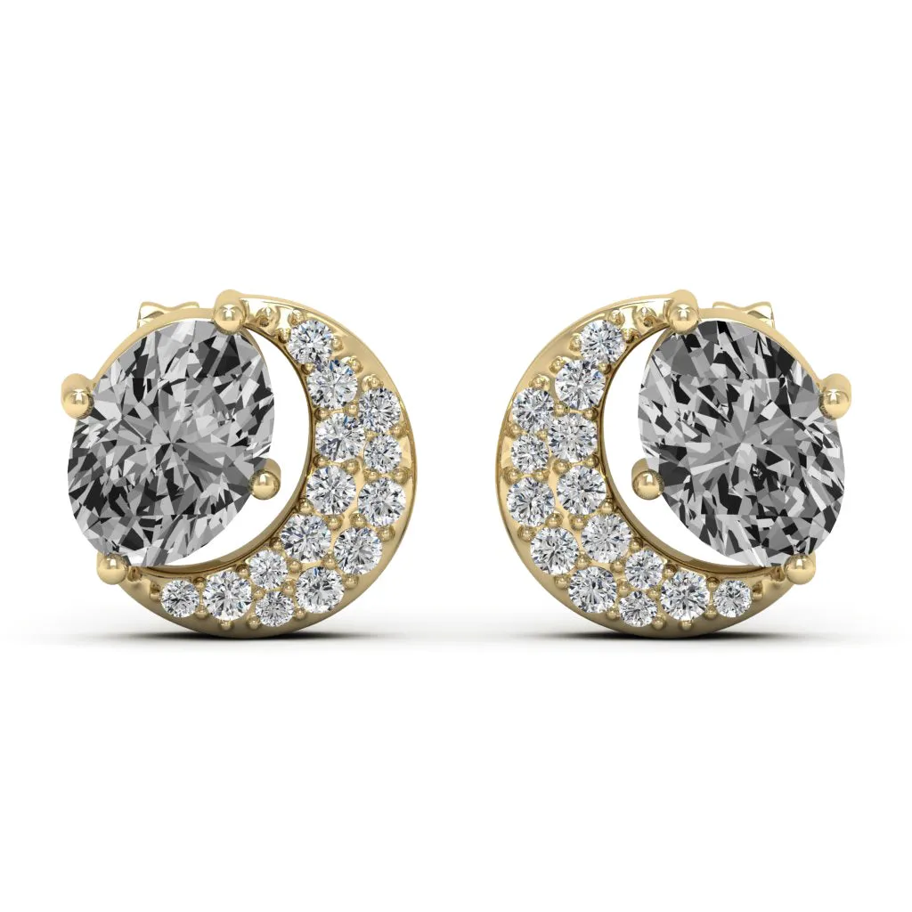 2.02 d.e.w cts Luna Moissanite Stud Earrings