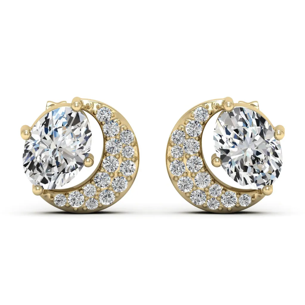 2.02 d.e.w cts Luna Moissanite Stud Earrings