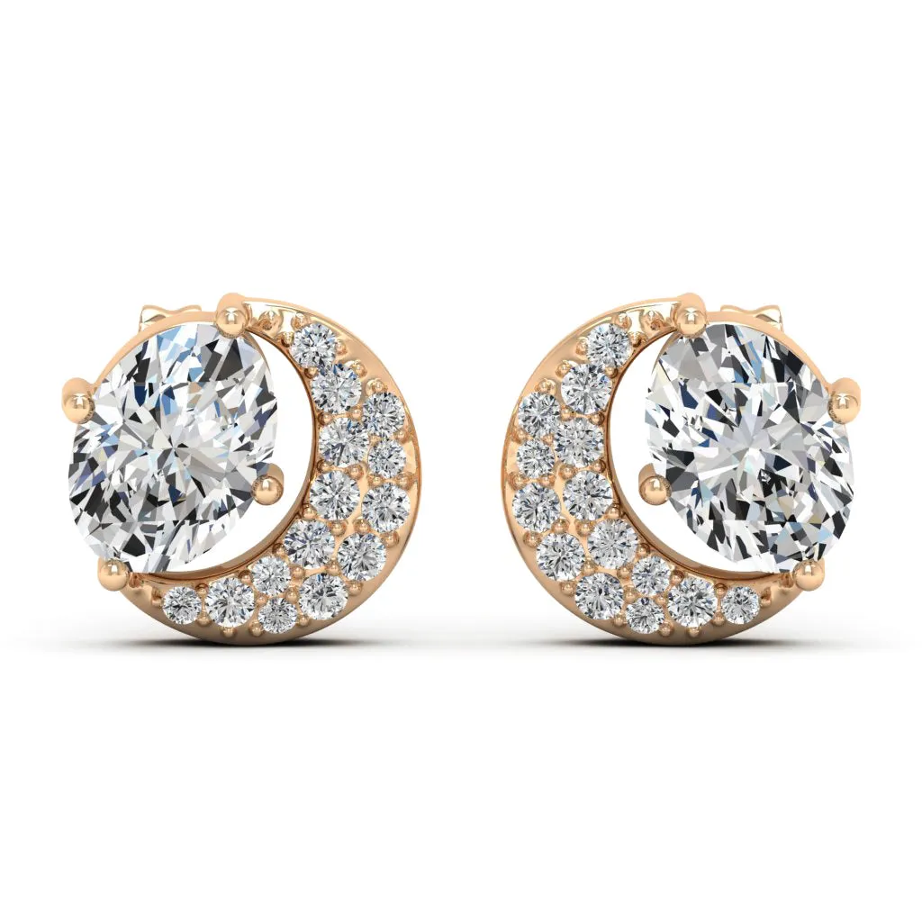2.02 d.e.w cts Luna Moissanite Stud Earrings