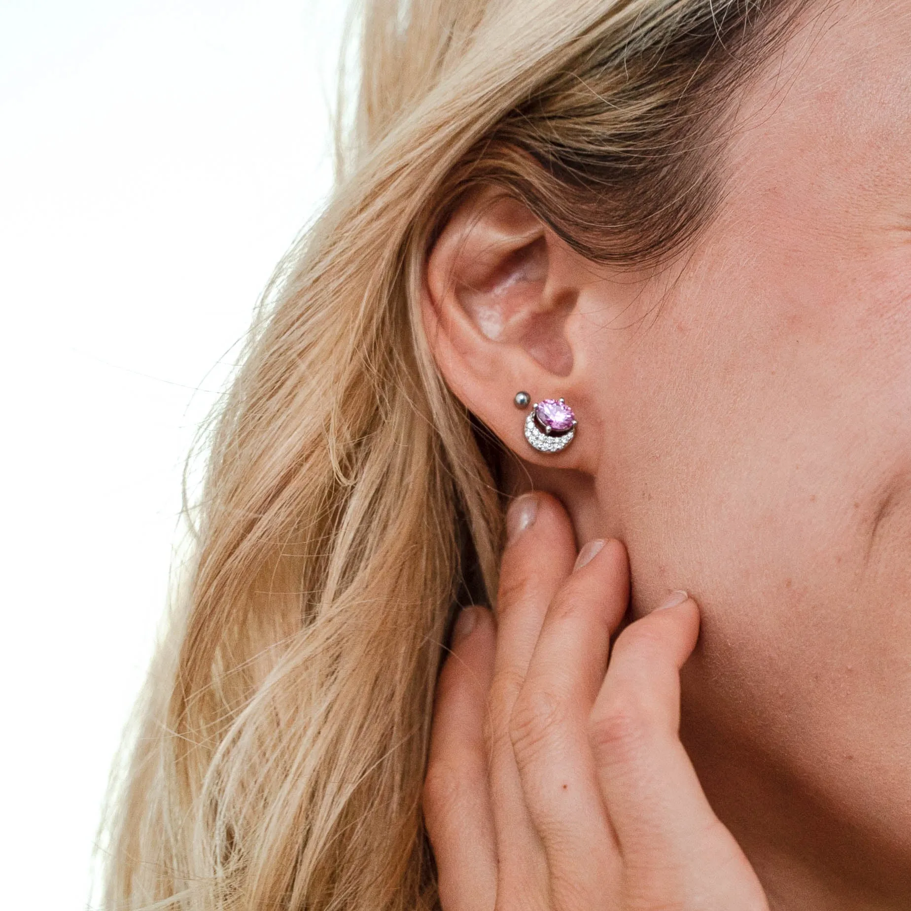 2.02 d.e.w cts Luna Moissanite Stud Earrings