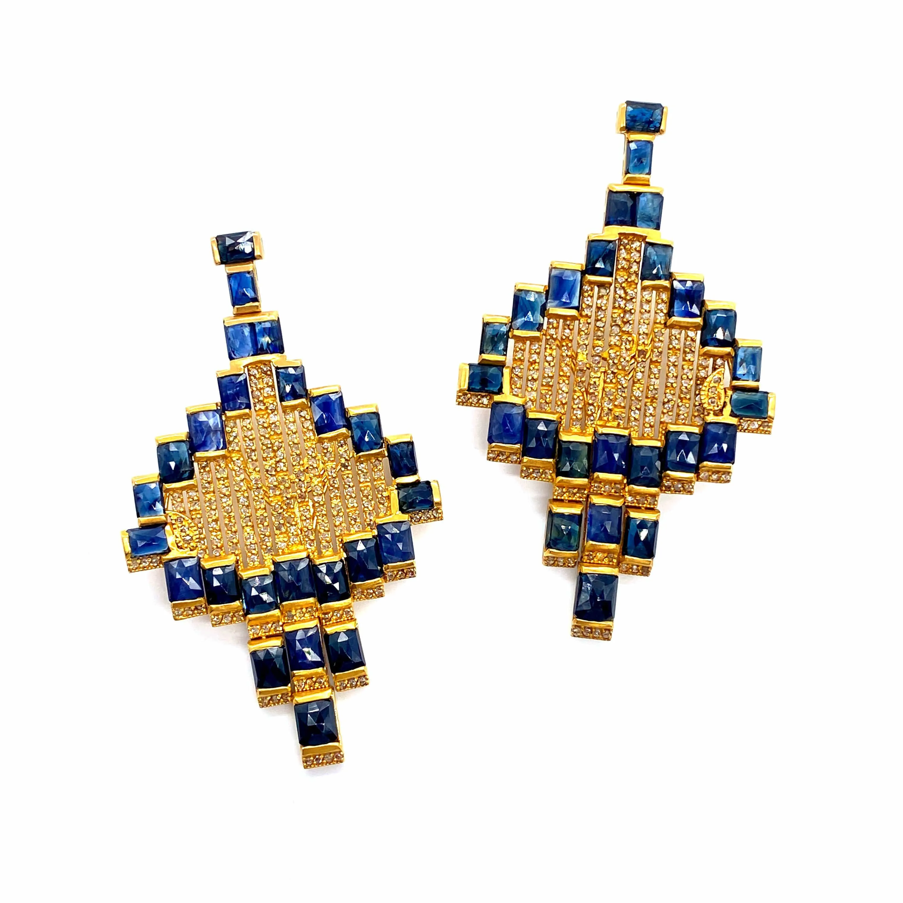 20K Affinity Sapphire Mosaic Drop Earrings