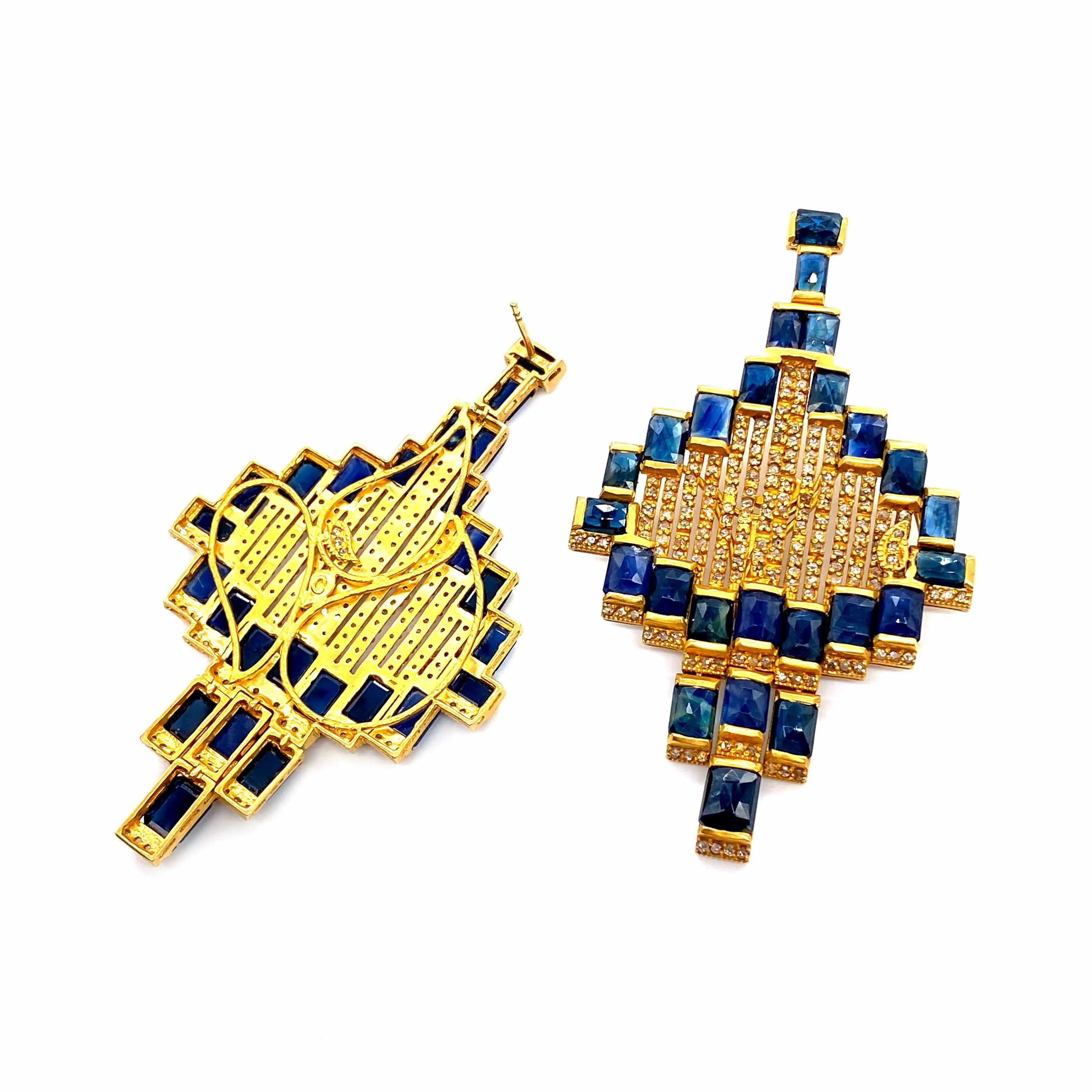20K Affinity Sapphire Mosaic Drop Earrings