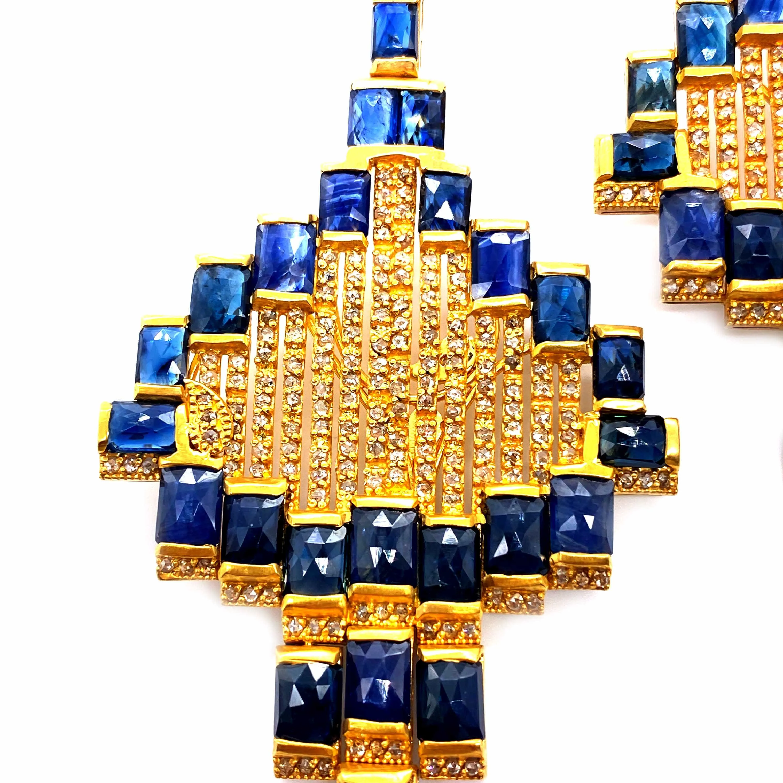 20K Affinity Sapphire Mosaic Drop Earrings
