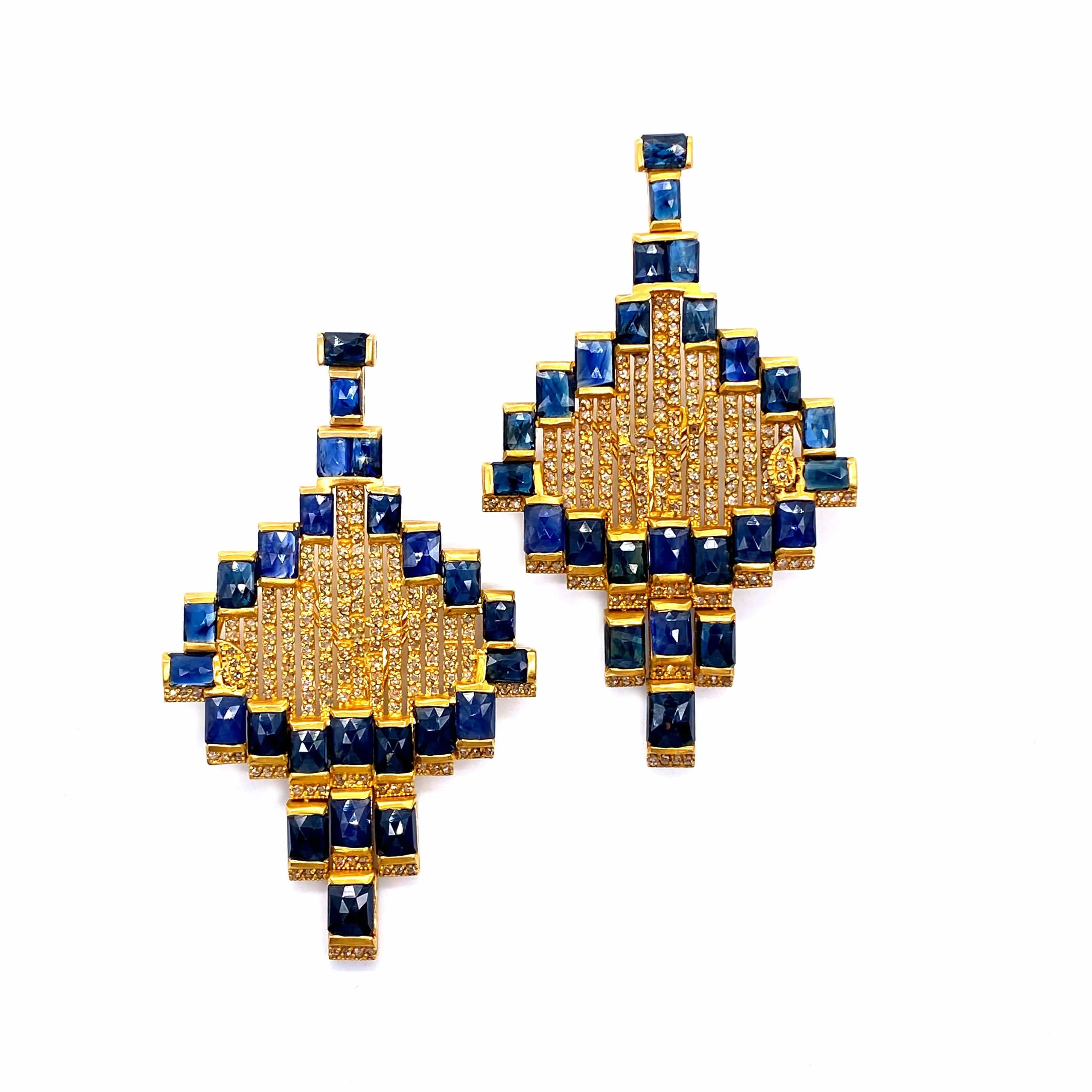 20K Affinity Sapphire Mosaic Drop Earrings