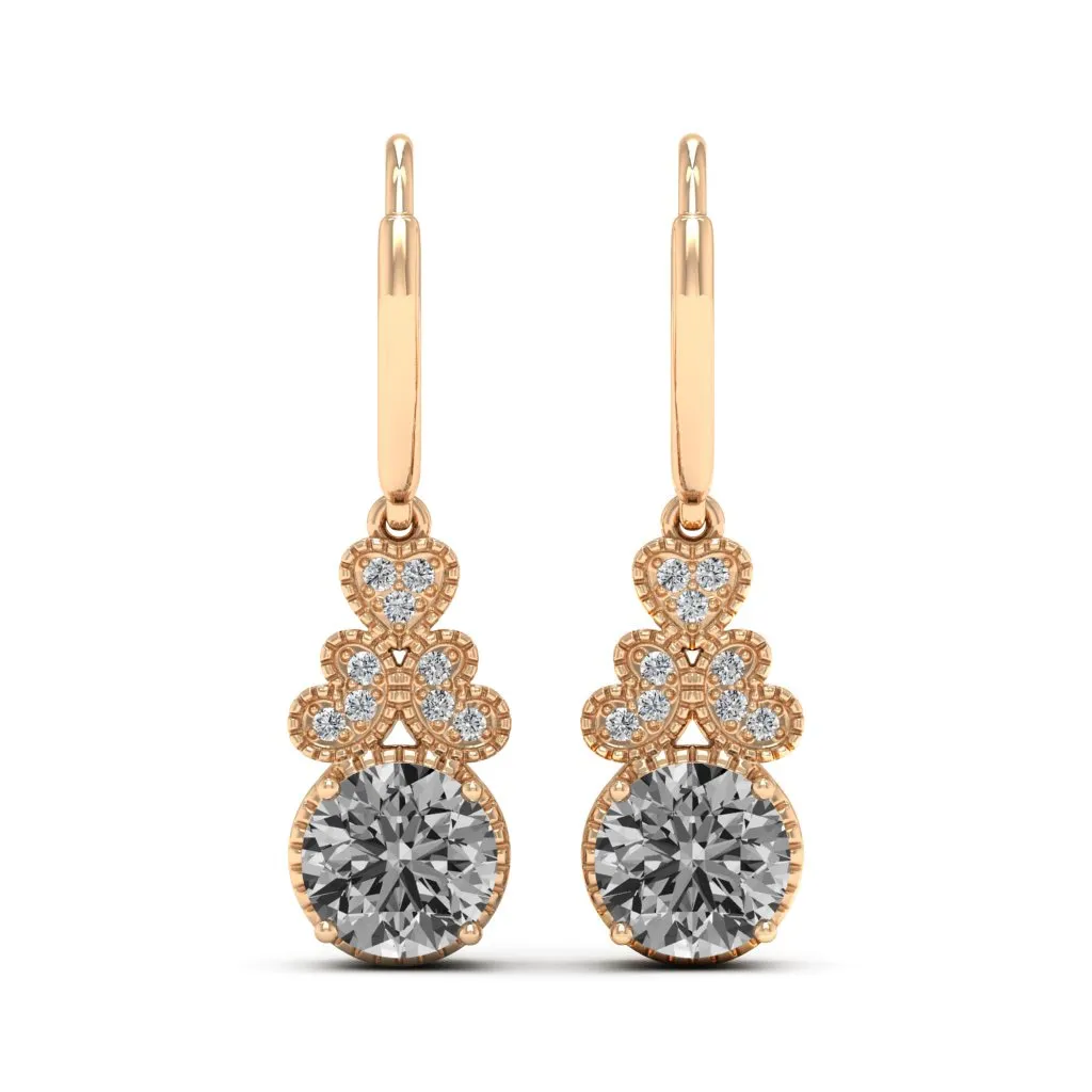 2.11 d.e.w cts Margaret Moissanite Dangle Earrings