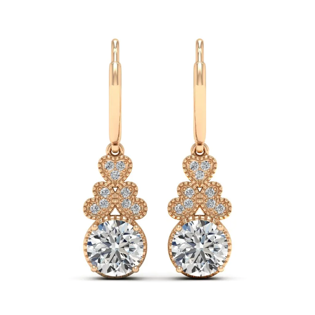 2.11 d.e.w cts Margaret Moissanite Dangle Earrings