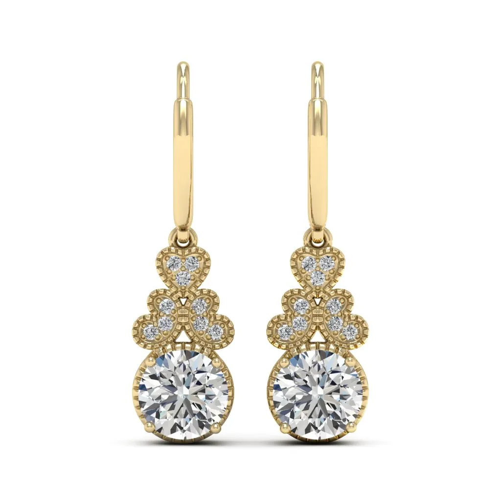 2.11 d.e.w cts Margaret Moissanite Dangle Earrings