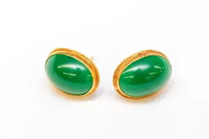 22 Caret Gold Jade Earrings