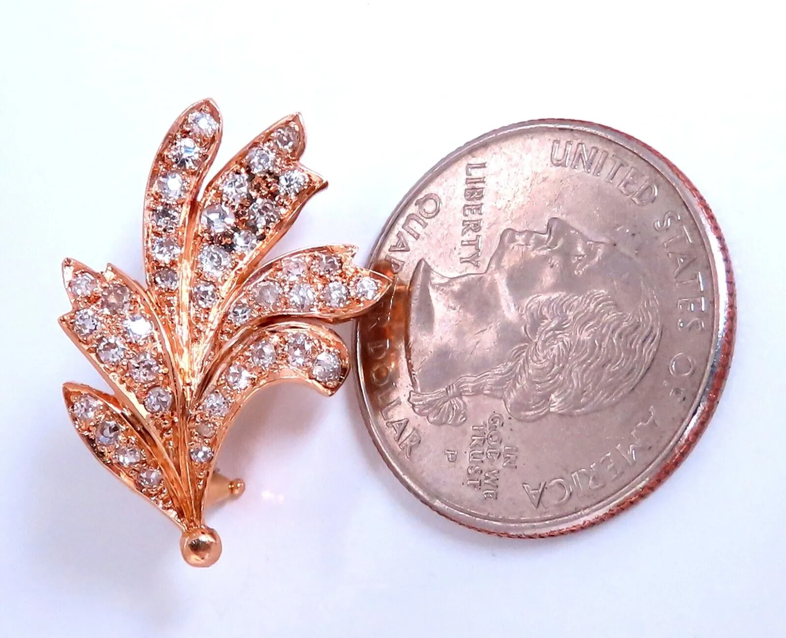 2.30ct Natural Diamonds Handmade Floral Form Earrings 14kt Clip Vintage