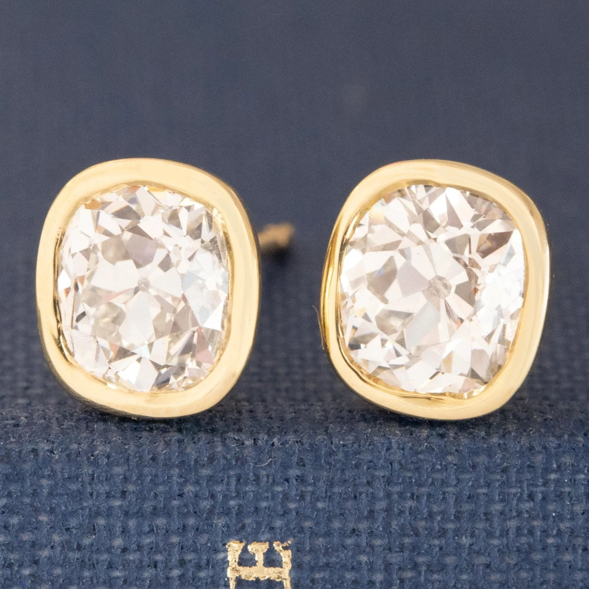 2.30ctw Old Mine Cut Diamond Stud Earrings GIA