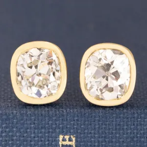 2.30ctw Old Mine Cut Diamond Stud Earrings GIA