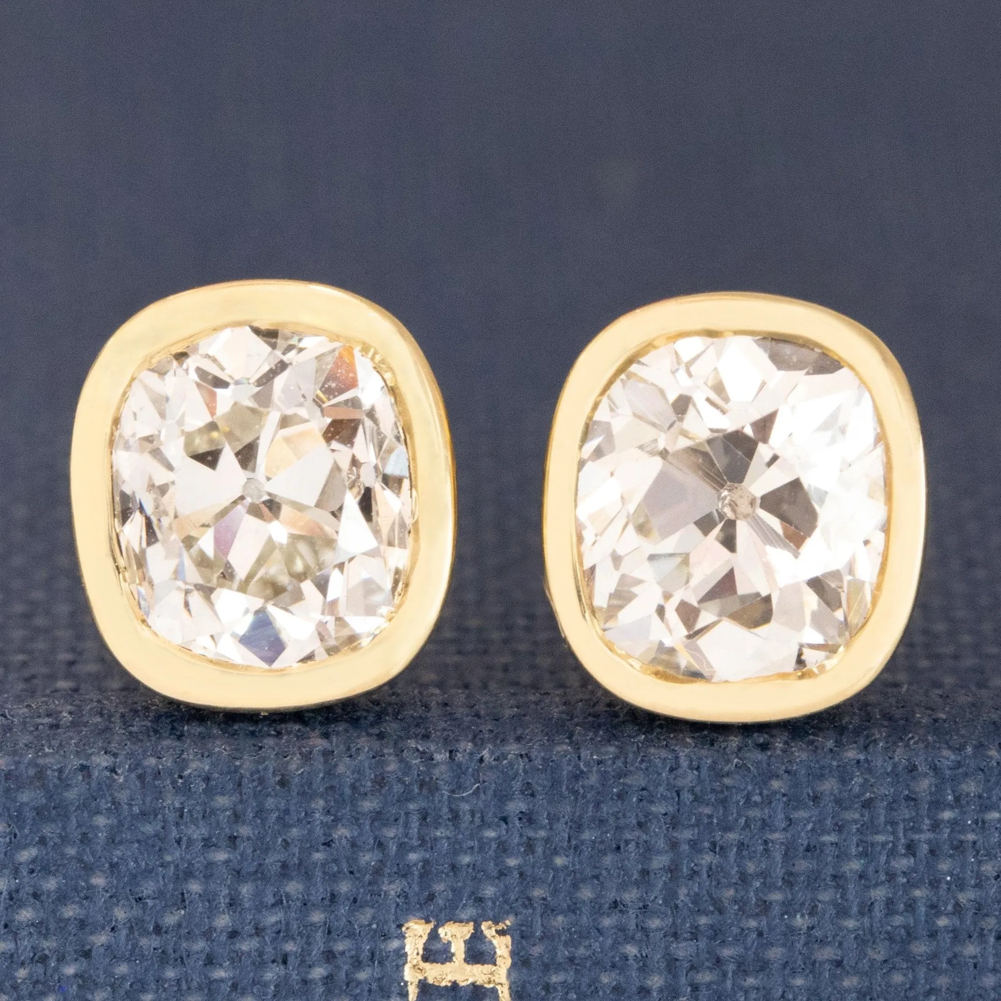 2.30ctw Old Mine Cut Diamond Stud Earrings GIA