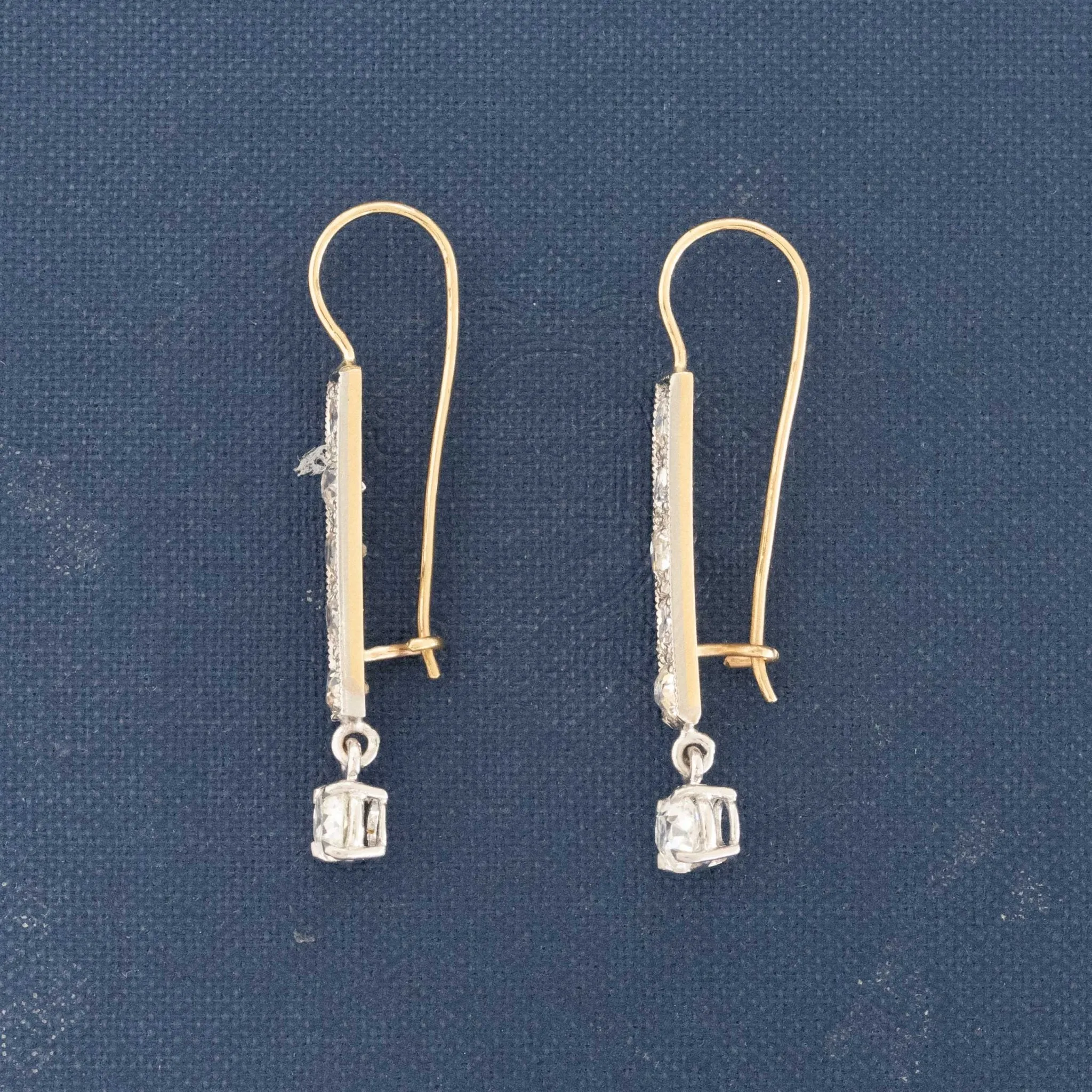 2.50ctw Antique Old European Cut Diamond Bar Drop Earrings