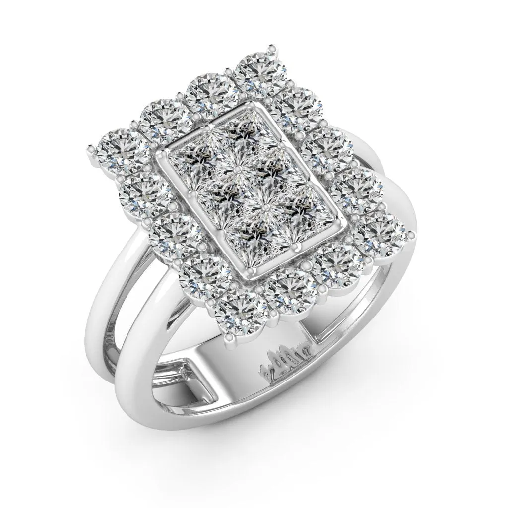 2.62 CTS DEW Princess Cut Moissanite Ring