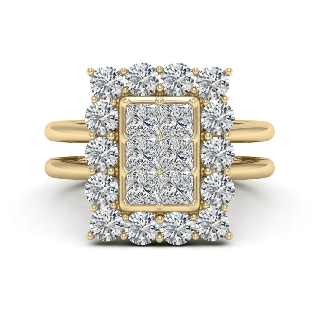 2.62 CTS DEW Princess Cut Moissanite Ring