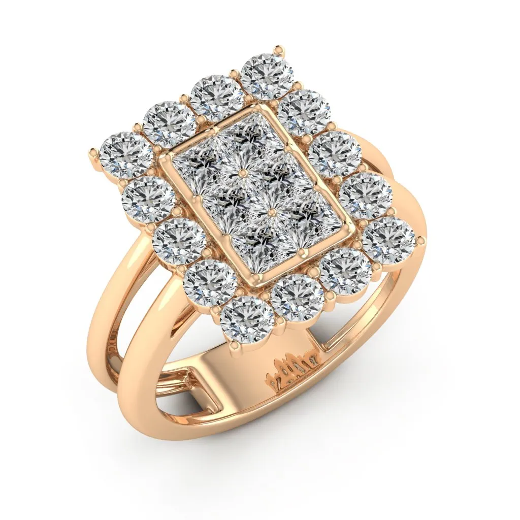 2.62 CTS DEW Princess Cut Moissanite Ring
