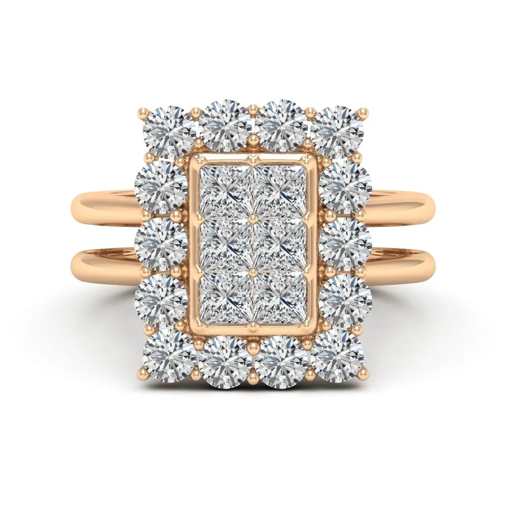 2.62 CTS DEW Princess Cut Moissanite Ring