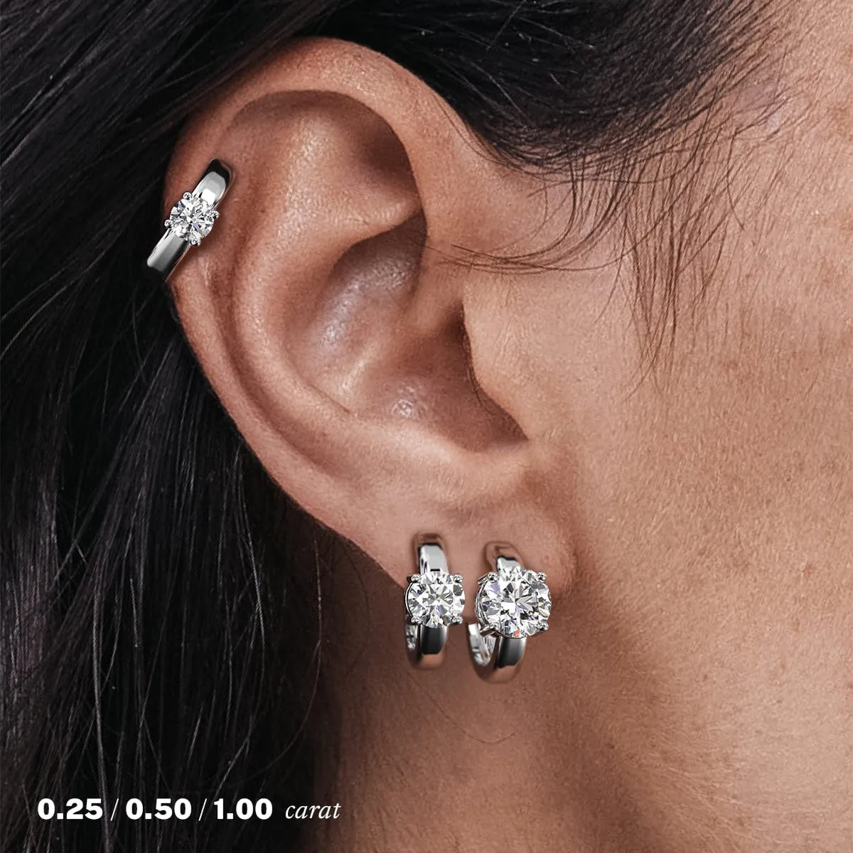 3 carat Round Diamond Hoop Earrings