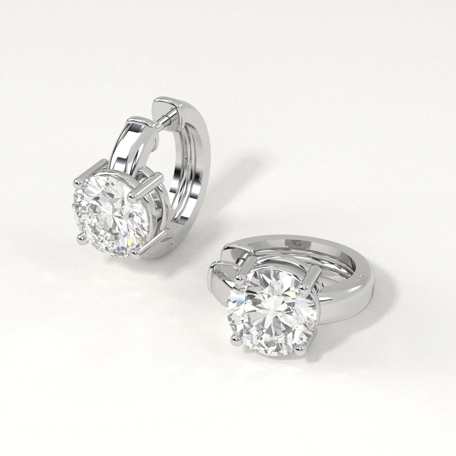 3 carat Round Diamond Hoop Earrings