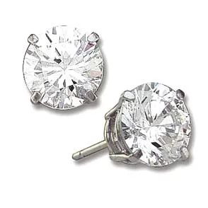 3 ct Sterling Silver CZ Stud Earrings 7MM