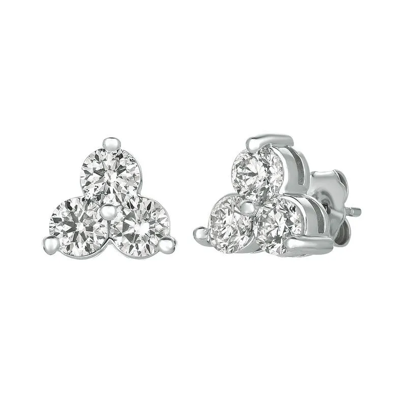 3 DIAMOND EARRINGS 14K GOLD (1.5 CTW)E5590-1.5P