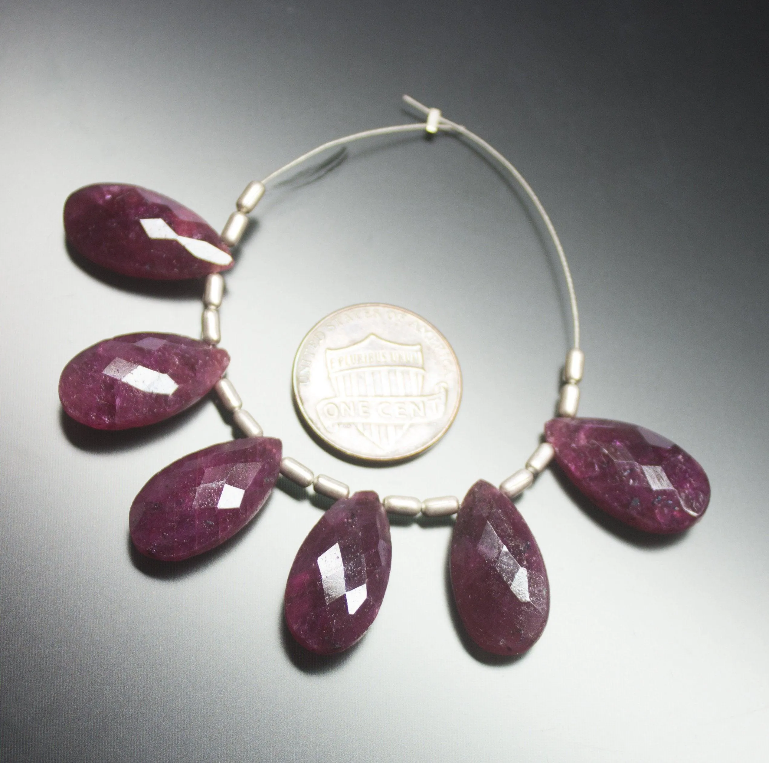 3 matching pair, 20mm, Natural Ruby Faceted Pear Drop Briolette Loose Gemstone Beads