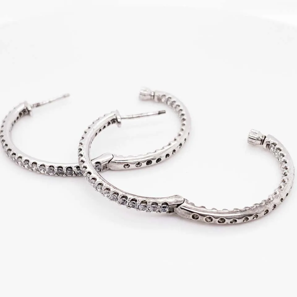 3 mm Diamond Inside Out Hoop Earrings