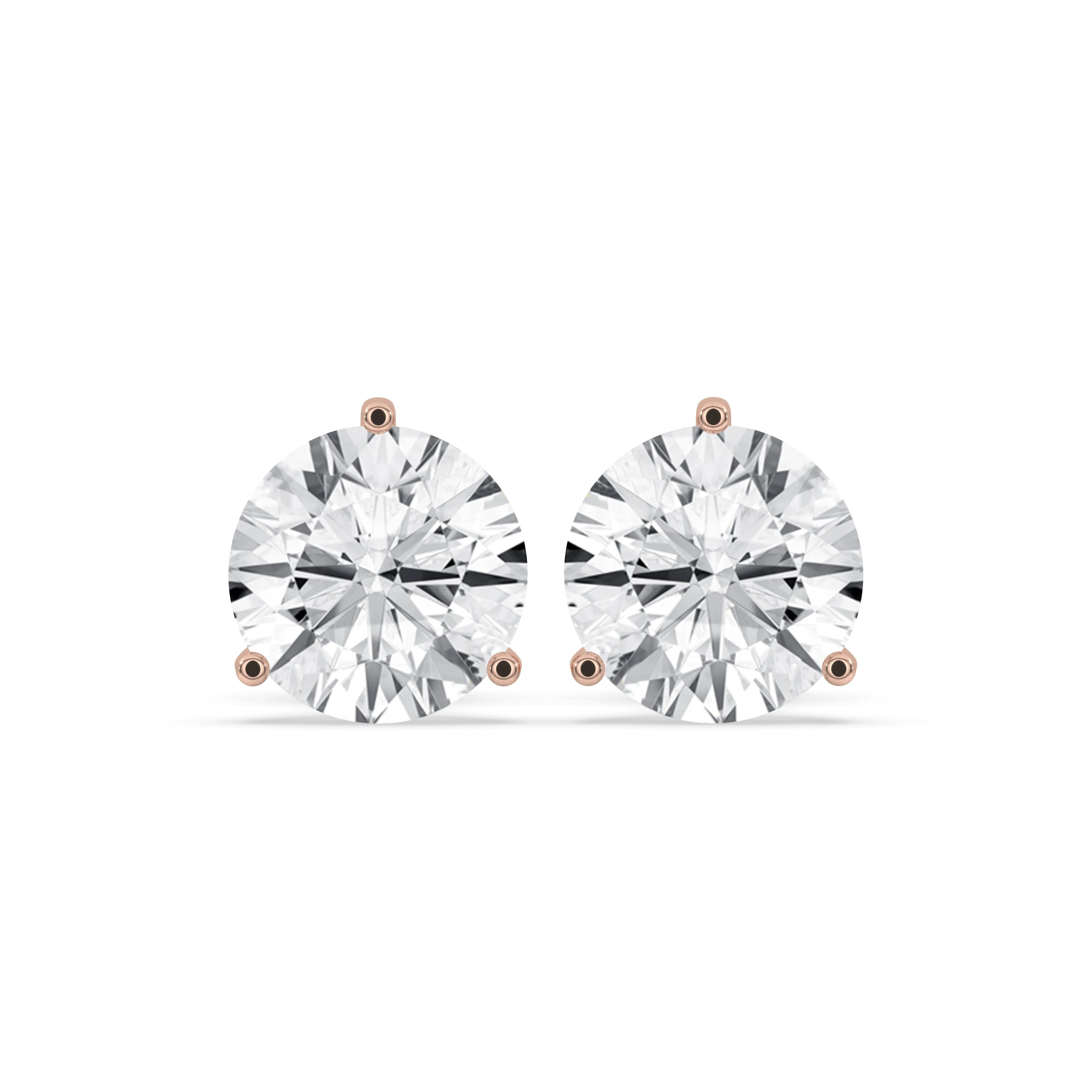 3-Prong Round Martini Stud Earrings